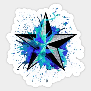 Nautical Splash Star - Blue/ Green Sticker